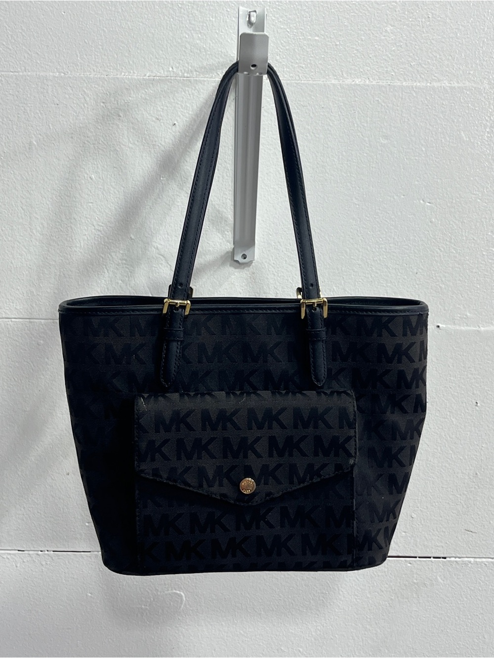 Michael Kors Black Logo Jacquard Shoulder Tote